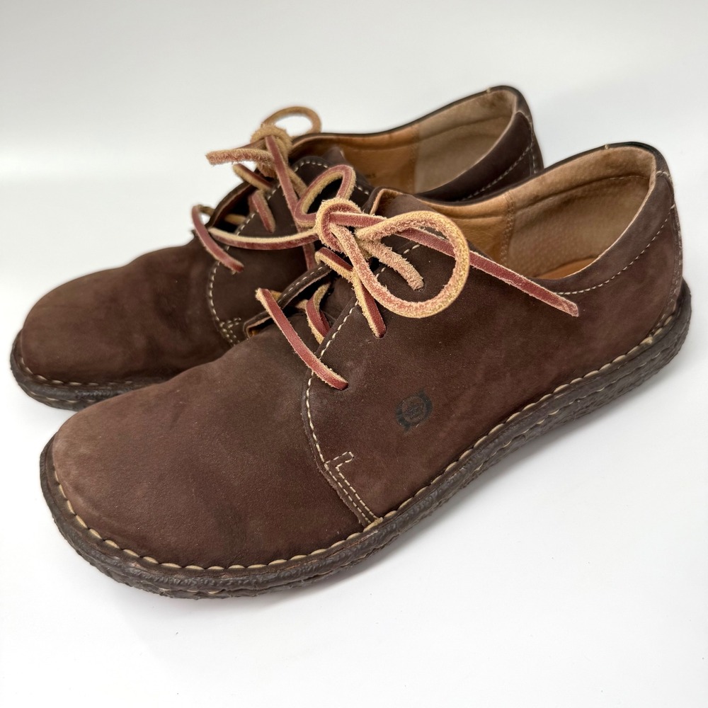 Born Brown Suede Leather Lace Up Oxfords Shoes Womens 7.5 M/W W2808 F5 Flat